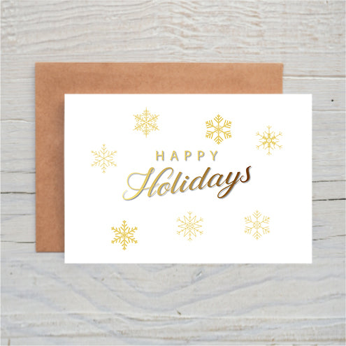 Happy Holidays Gold Snowflakes freeshipping - SimplyNoted