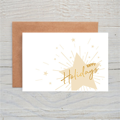 Happy Holidays Gold Star freeshipping - SimplyNoted
