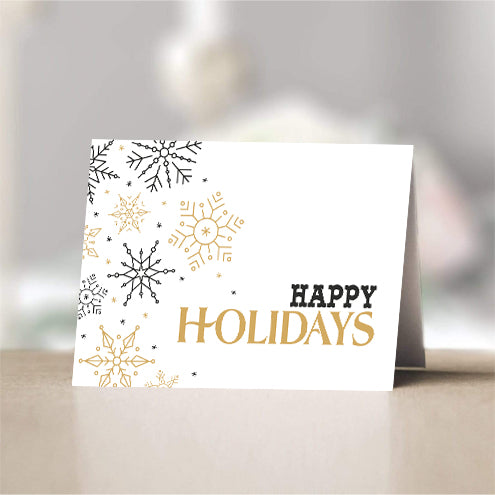Happy Holidays Black & Gold Snowflakes freeshipping - SimplyNoted